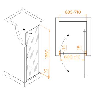 Душевая дверь RGW LE-003Gr 351200307-110 70см серый